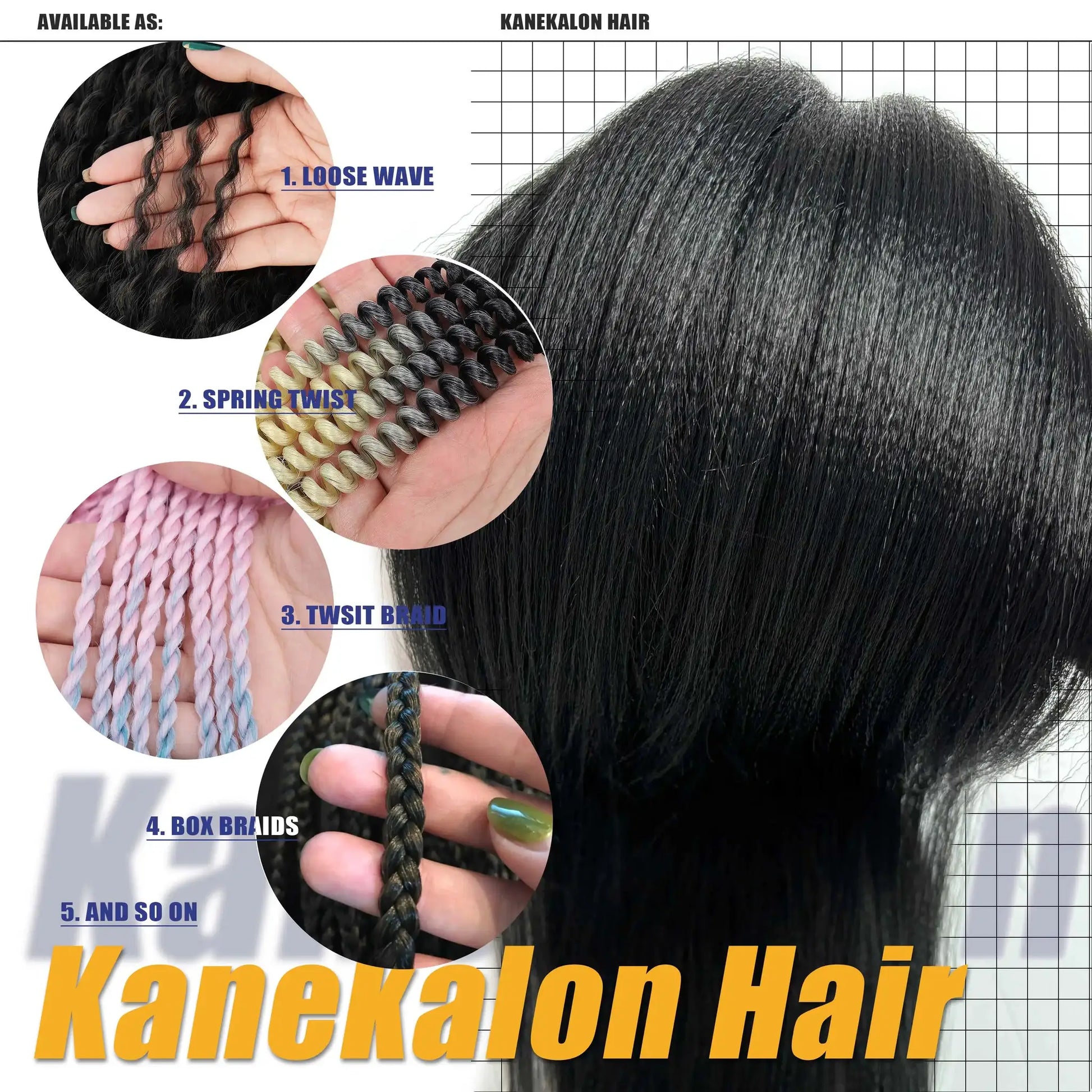 Kanekalon jumbo braiding hair by Simples Market, 82-inch pre-stretched synthetic extensions in black for Black women