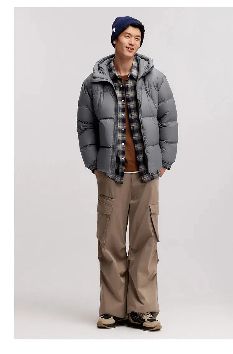 Semir men's gray hooded down jacket, quilted puffer outerwear
