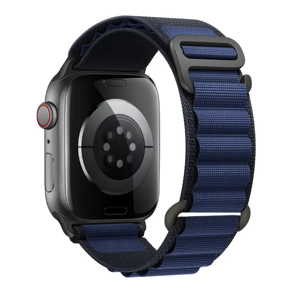 Simples Market Apple Watch nylon Alpine strap for 40–49mm models in navy blue.