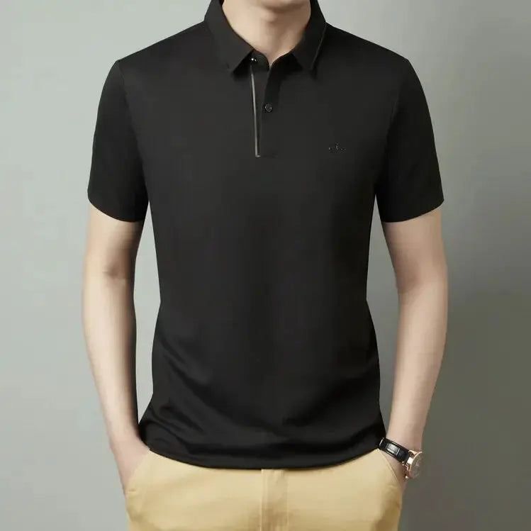 Men's polo shirt by Simples Market, black short-sleeve with classic collar.