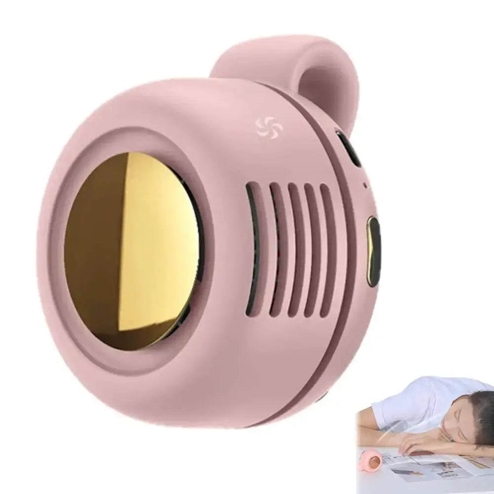 Simples Market portable clip-on bladeless fan in pink, 3-speed adjustable for outdoor cooling
