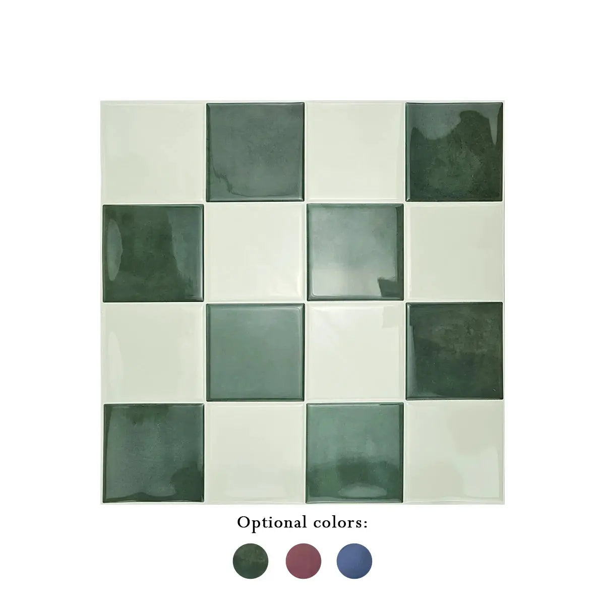 3D mosaic wall tile sheet in cream and dark green, 16-piece, 10.5in square, self-adhesive backsplash by Simples Market