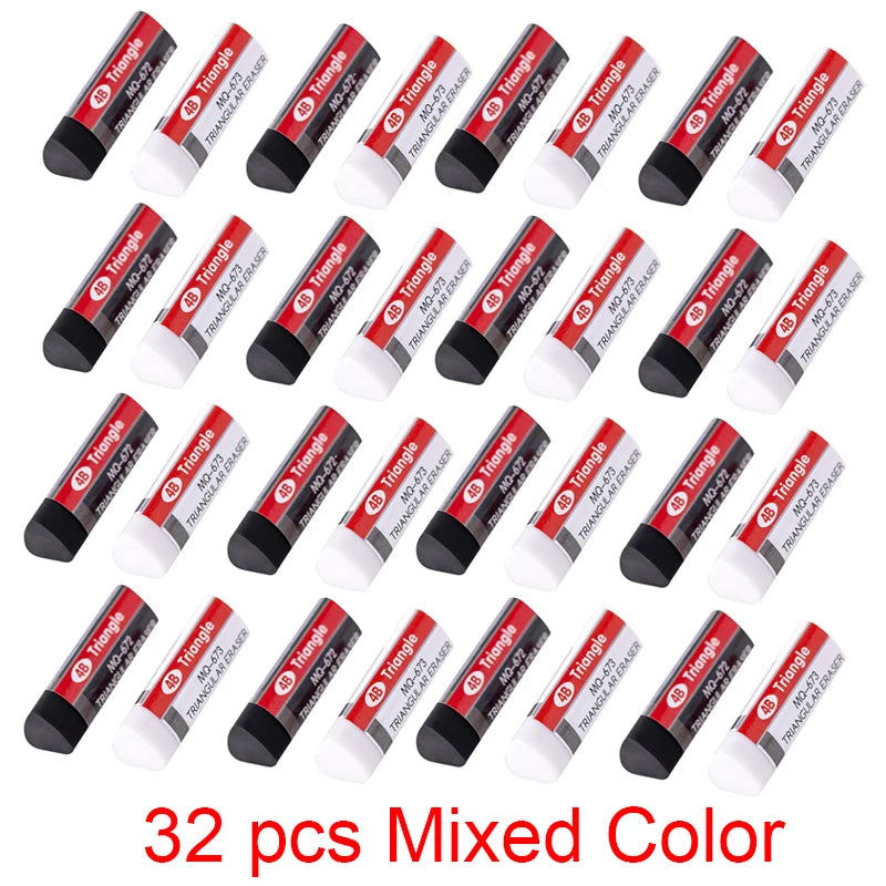 Triangle novelty erasers 32-pc mixed-color set for school and office use