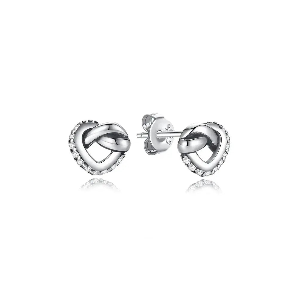 925 Sterling Silver Stud Hoop Earrings For Women Crystal Zircon Rose Gold Crown Heart Infinity Bee Design Jewelry