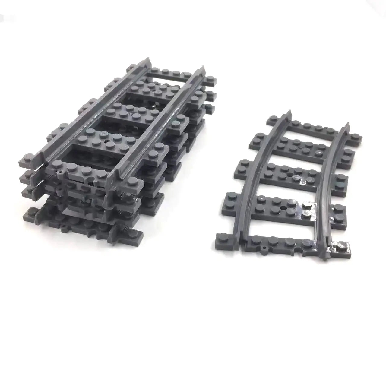 50 Piece City Train Track Set Straight Rails Building Blocks for Kids Compatible with Classic Blocks