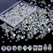 300 Pieces Mixed Sizes Crystal Rondelle Beads With Light AB Finish Clear Glass Gems For Jewelry Making DIY Necklace Kit