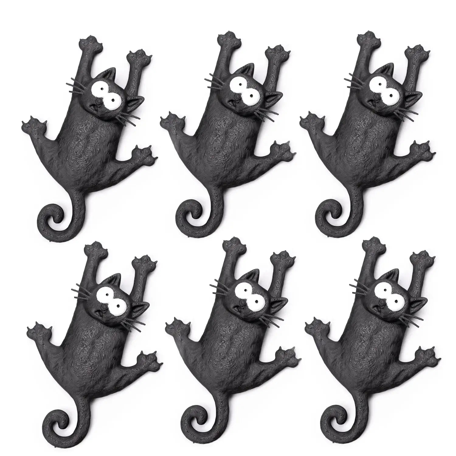 Simples Market magnetic cat fridge magnets, set of 9; black cats with white eyes.