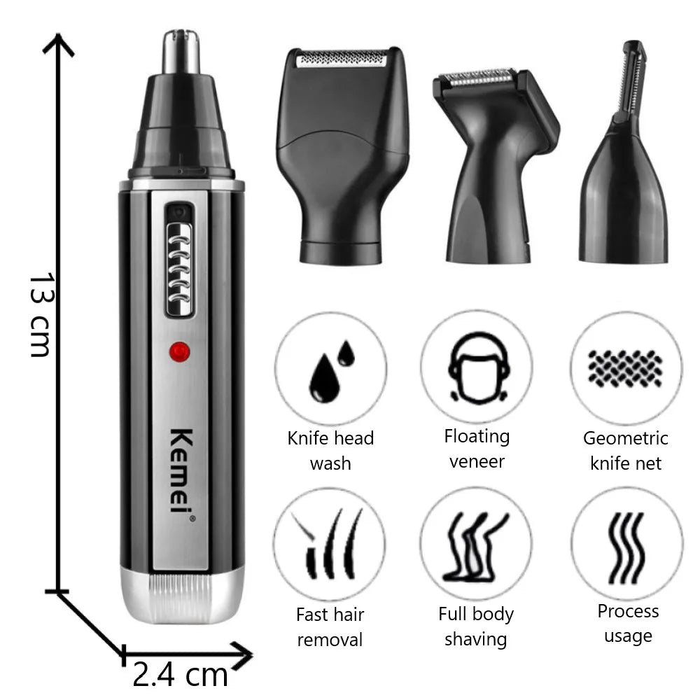 4 In 1 Rechargeable Nose Trimmer And Beard Trimmer For Men With Ear And Eyebrow Hair Removal Clean Machine