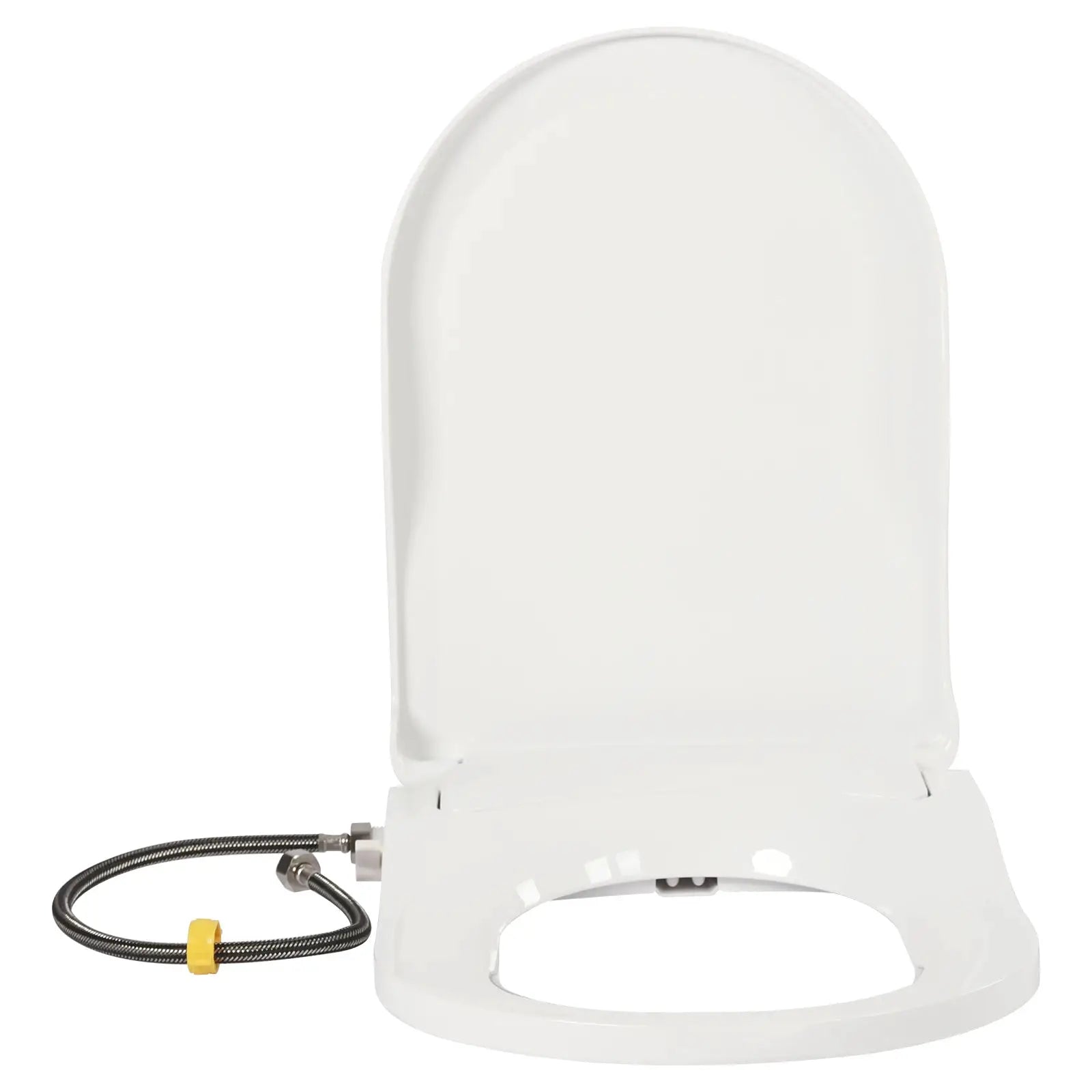 Simples Market non-electric bidet toilet seat, white elongated D-shaped with dual nozzles and flush hose