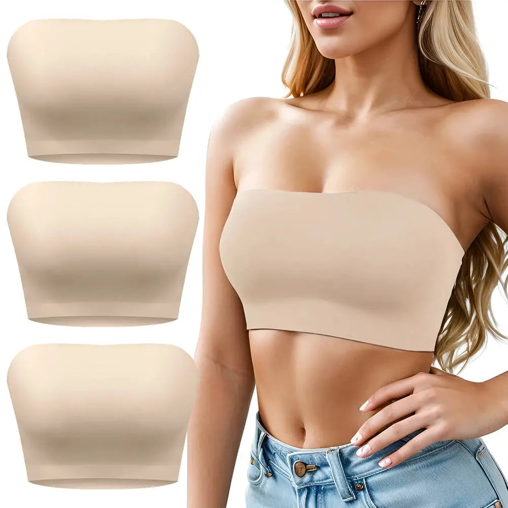 Simples Market nude strapless tube top bra, 4-pack with silicone non-slip lining