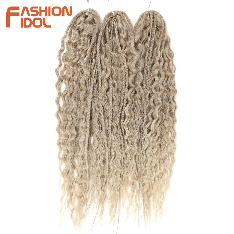 Ariel Hair synthetic twist crochet curls, 24in water-wave, ombre blonde-to-brown braiding extension, Fashion Idol logo
