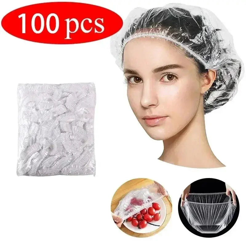 200 Piece Kit Reusable Stretch Lids For Food Preservation And Disposable Shower Caps For Kitchen Storage