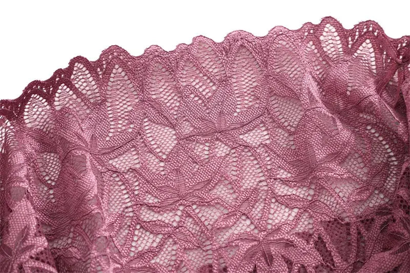 Panties pink floral lace fabric close-up for breathable lingerie