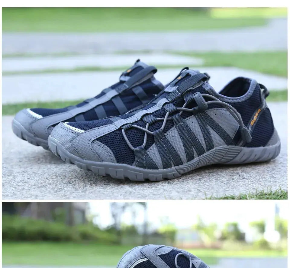 BONA men's running shoes, gray and navy lace-up athletic sneakers; pair with breathable mesh upper and rugged outsole