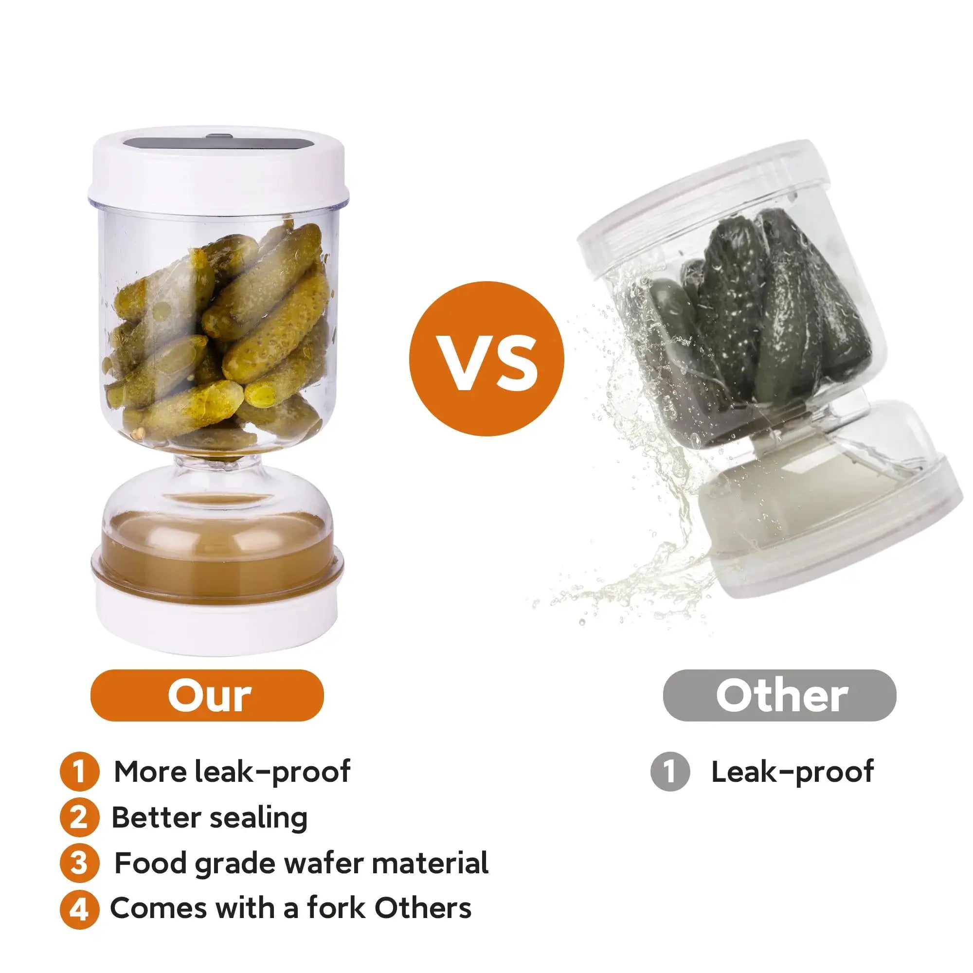 Olive And Pickle Strainer Jar With Hourglass Design Flip Mechanism For Airtight Food Storage