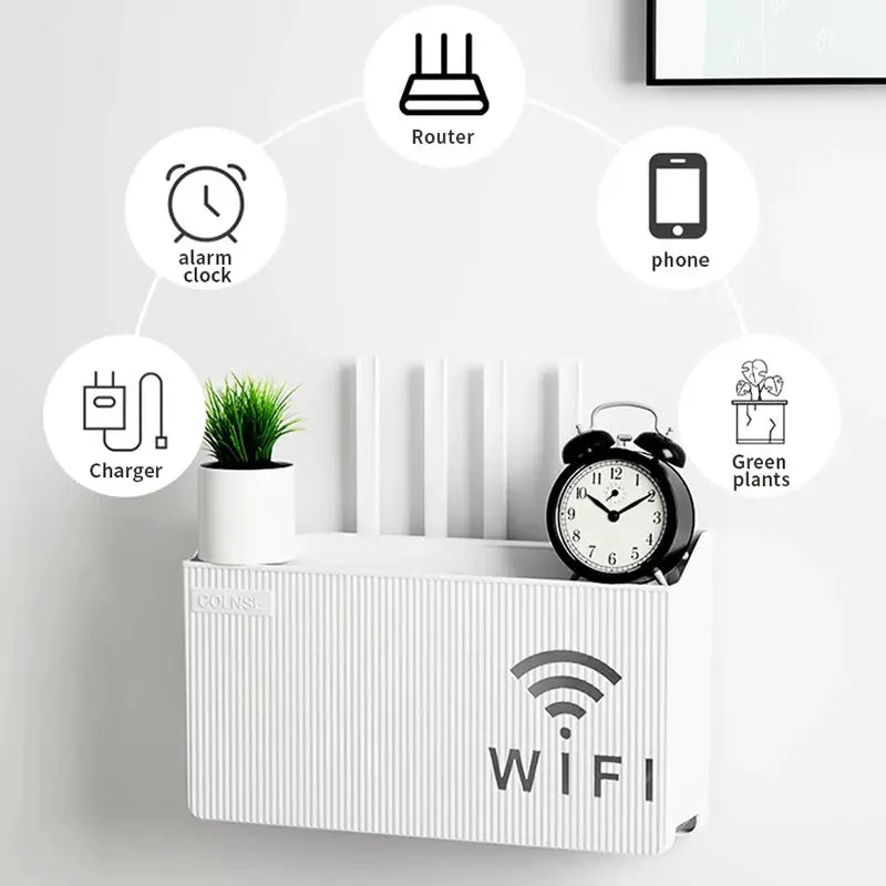 Wall Mounted Wireless Router Storage Box For Living Room And Bedroom Cable Management TV Set Top Box Organizer