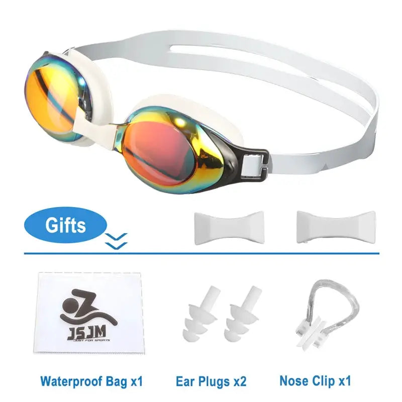 JSJM Professional Anti Fog Swimming Goggles For Adults UV Protection Adjustable Silicone Fit Unisex Design Men Women