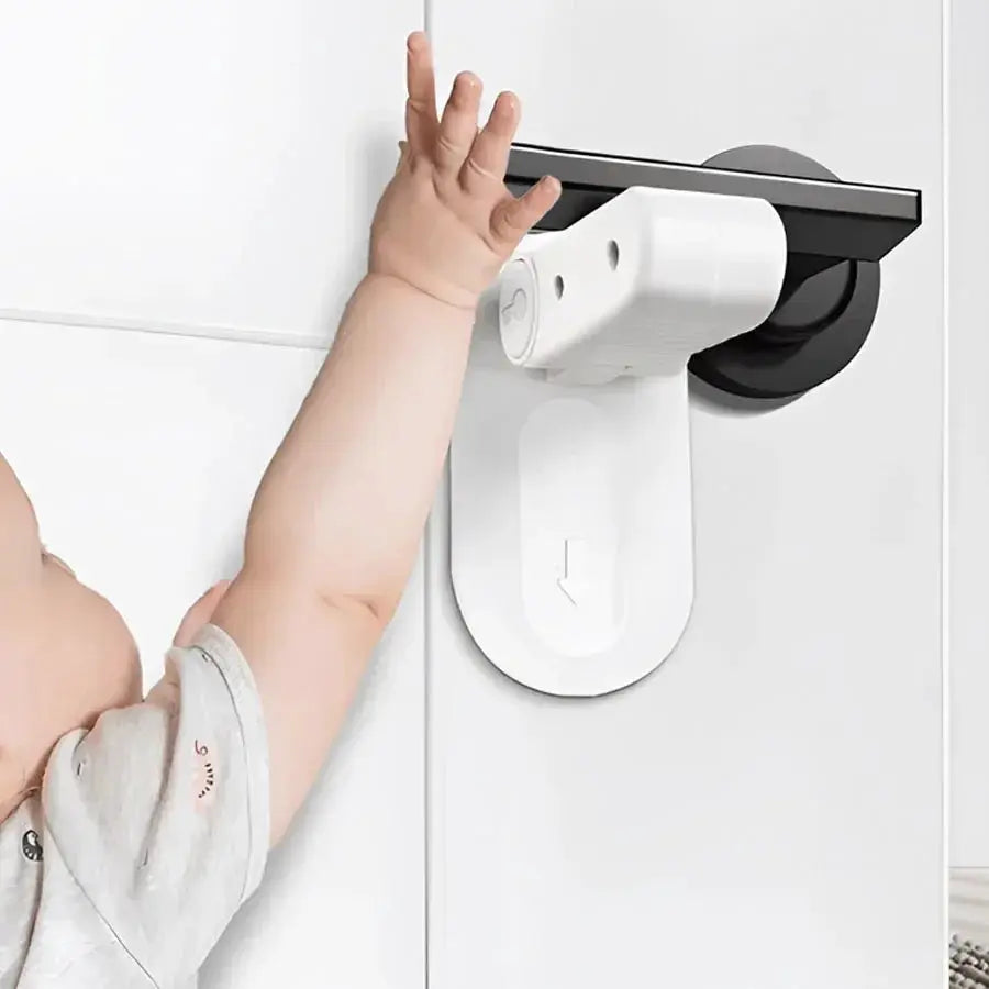 Simples Market universal door lever safety lock, white punch-free childproof device for home security