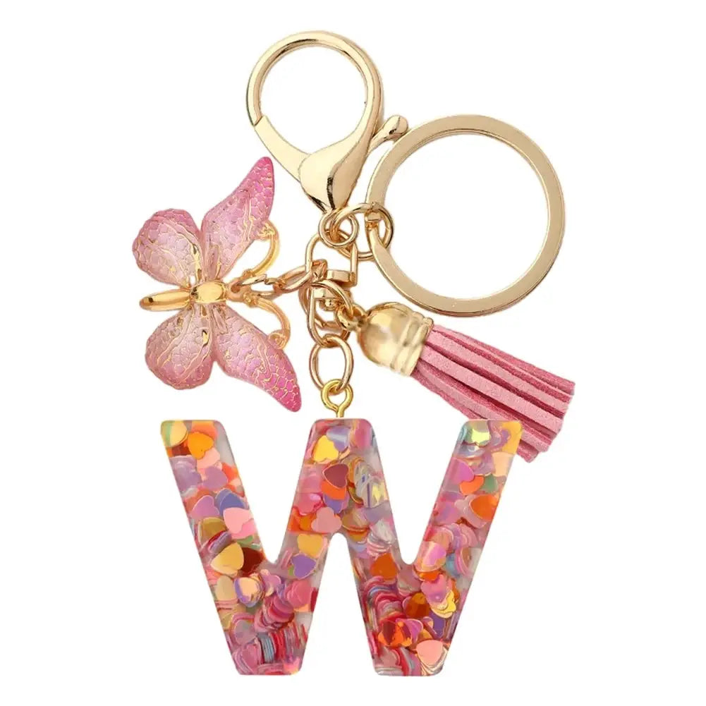 Customizable A To Z Letter Keychain With Resin Pendant Metal Holder Lobster Clasp For Keys Bags And Cars