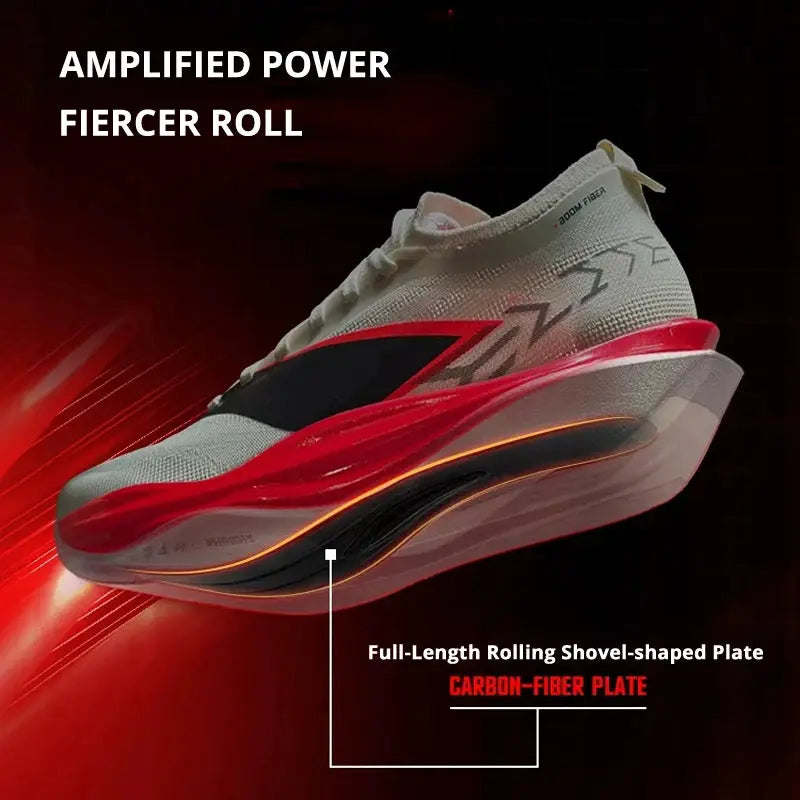 Li-Ning FEIDIAN 6 ELITE racing shoes, unisex white/grey with red midsole and carbon-fiber plate