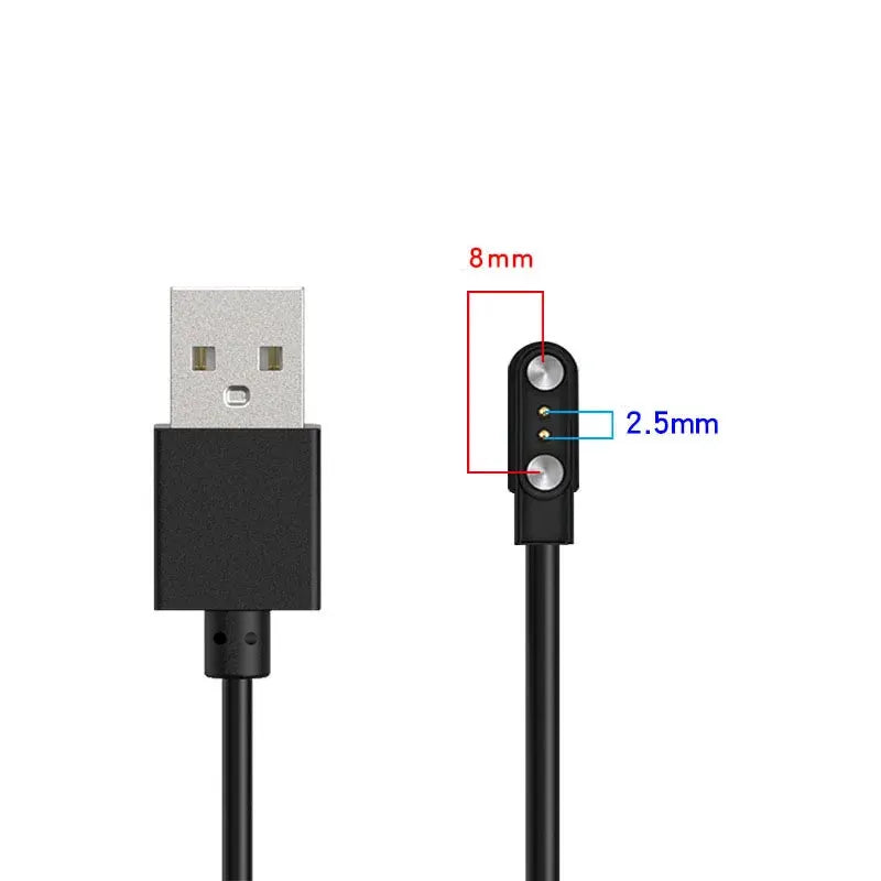 Simples Market smartwatch USB charging cable with black 2-pin dock adapter and USB-A plug