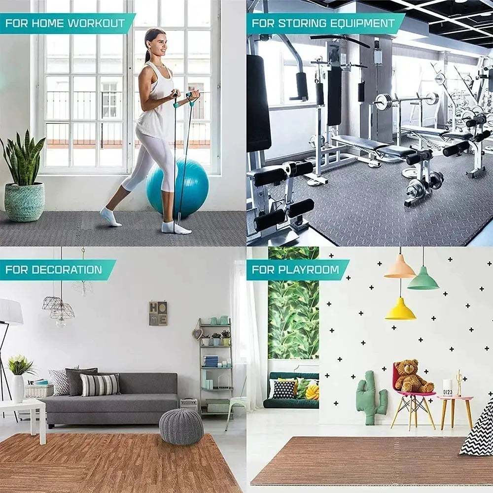 4 To 20 Pieces Puzzle Fitness Mat EVA Interlocking Foam Floor Tiles For Home Gym Non Slip Floor Mat For Kids