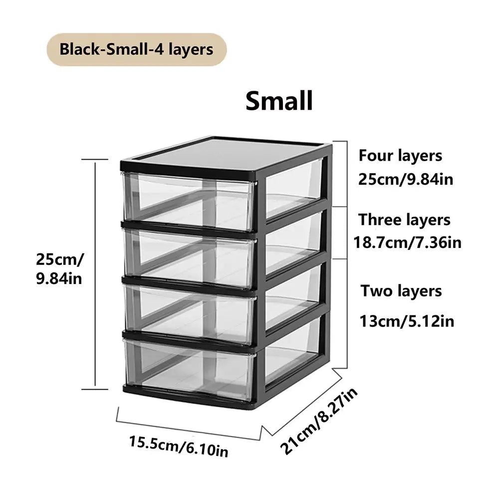 Clear Desktop Storage Box With Drawer Heightened Table Organizer Plastic Office Cabinet For Stationery Cosmetics