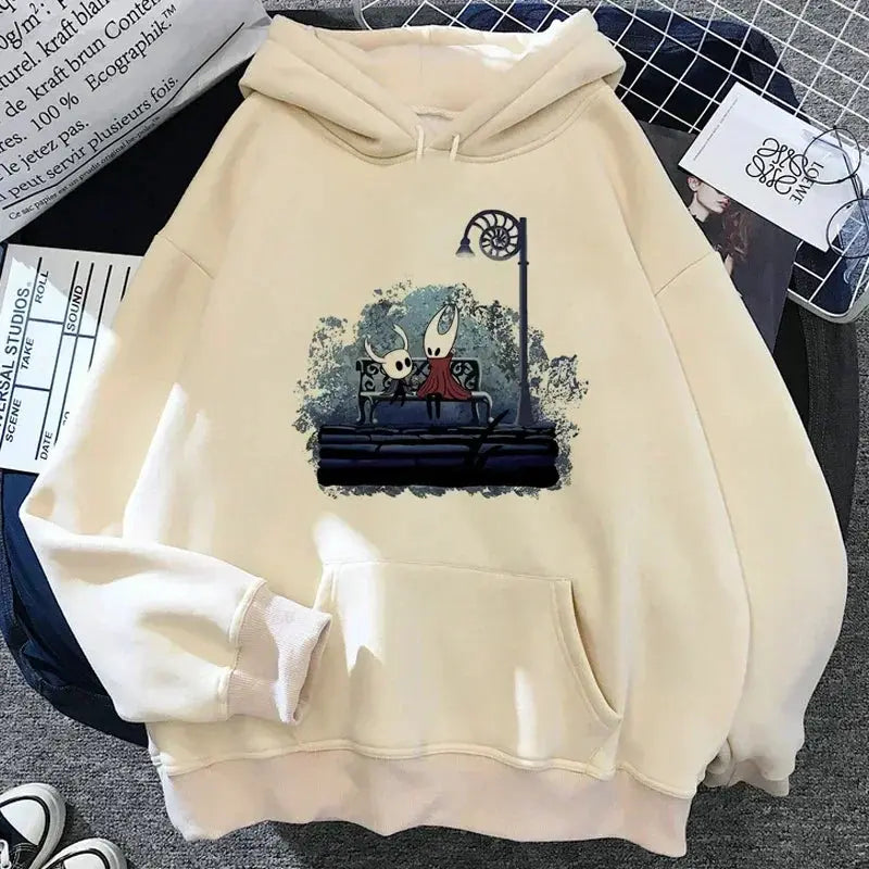 Hollow Knight Hoodie Grunge Y2K Aesthetic Cartoon Graphic Pullover For Autumn And Winter Wear
