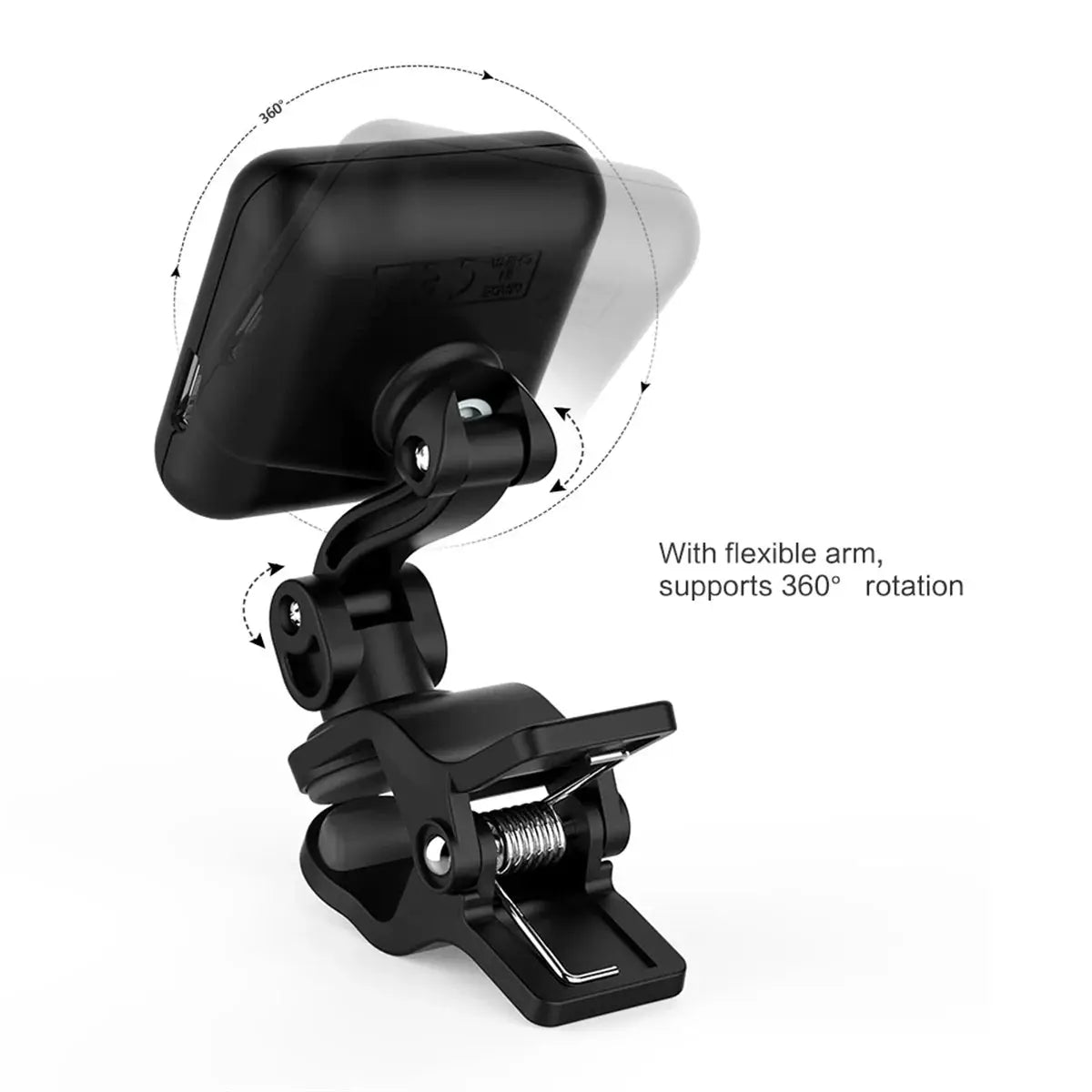 AROMA AT102 Rechargeable Tuner Clip On For Guitar Bass Ukulele Violin Large 360 Degree LCD Display And Built In Battery