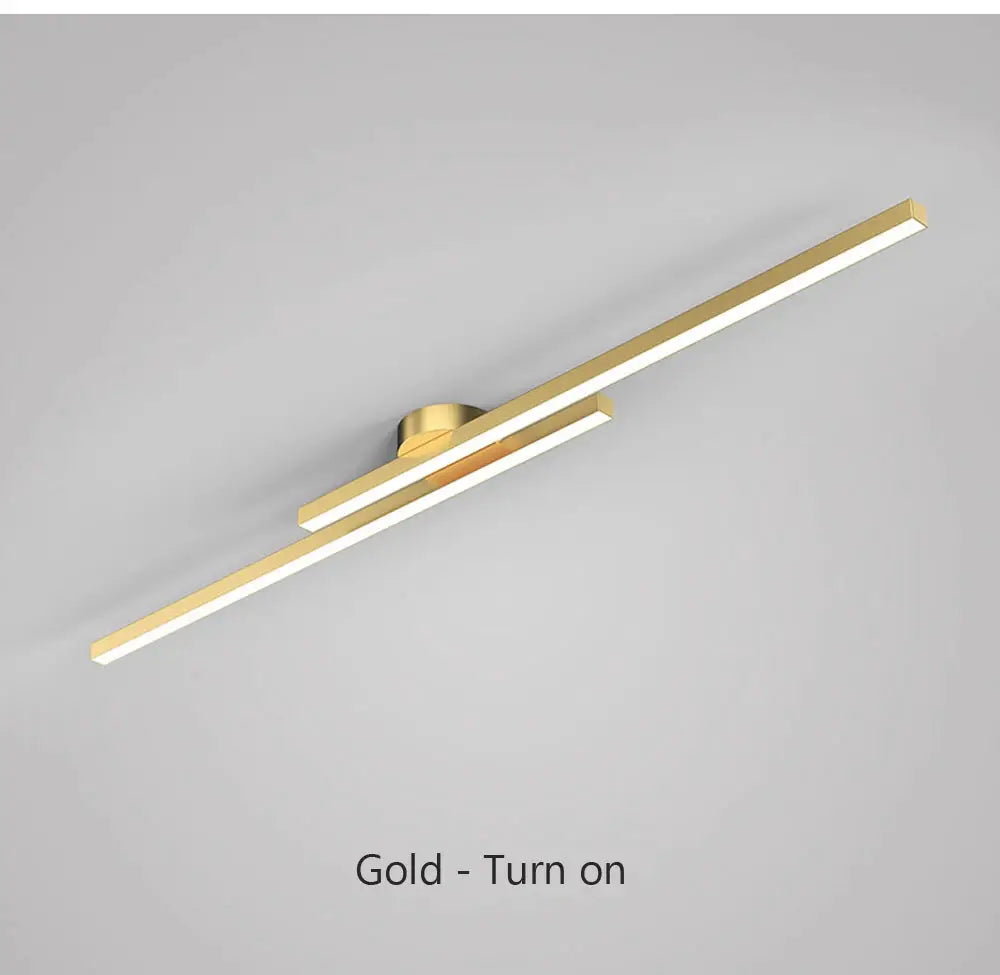 Gold LED ceiling light bar, 60/80 cm, modern fixture for bedroom, living room, kitchen.