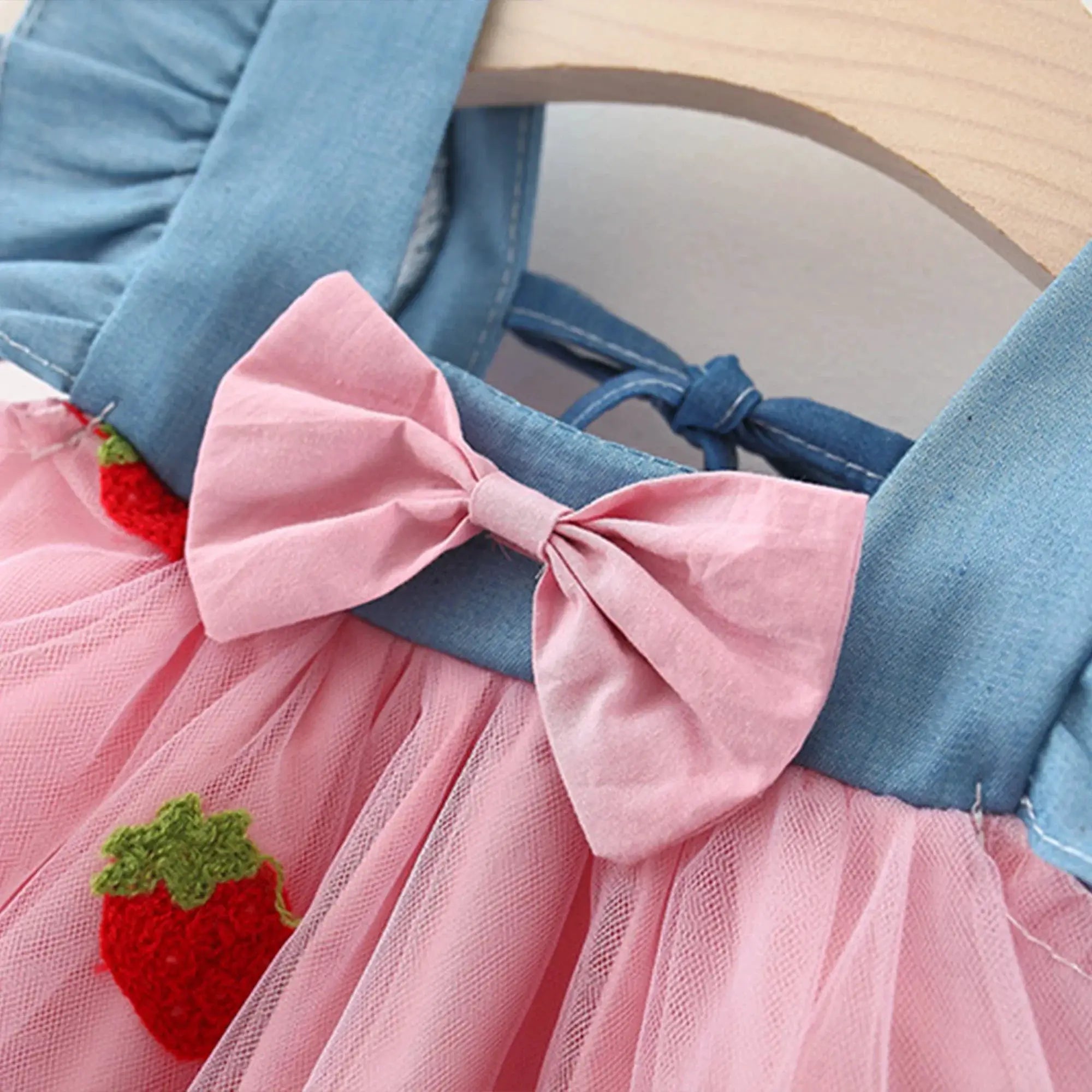 Baby Girl Dress Summer Cherry Mesh Beach Outfit 0 To 1 Years Cotton Comfortable Cute Clothes