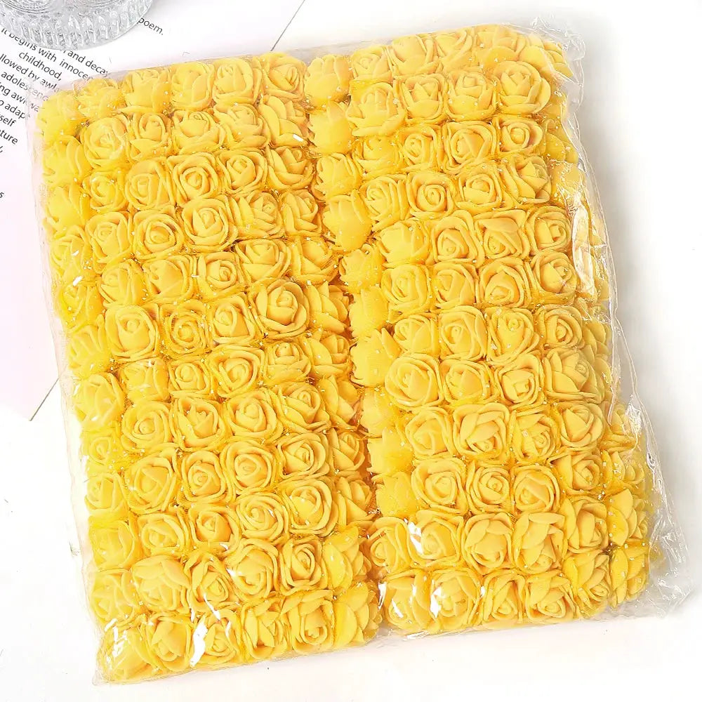 96 Pcs Mini Rose Artificial Flowers Bouquet 7.5cm Foam Fake Flowers Wedding Decoration For Home Room Decor