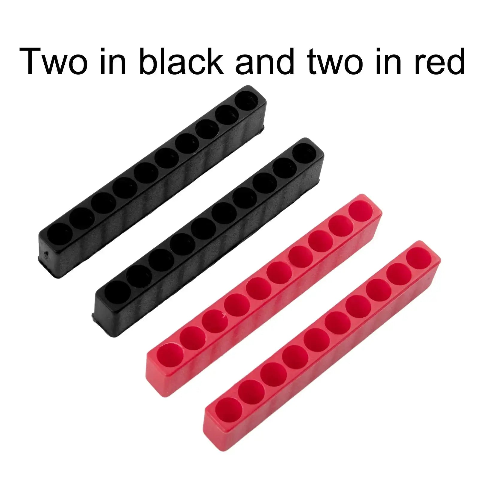 4-piece bit holder set with 10-hole 1/4 inch hex shank plastic bars in black and red by Simples Market