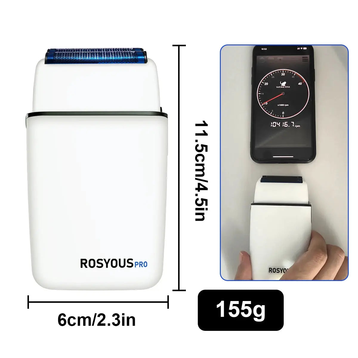 ROSYOUS RS620 electric shaver with blue double-foil head and white body