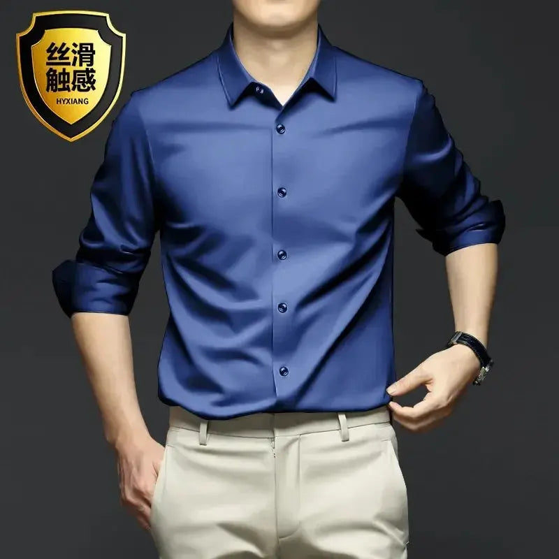 Mens Long Sleeve Non Iron Wrinkle Resistant Dress Shirt White For Business Professional Casual Wear S To 5XL