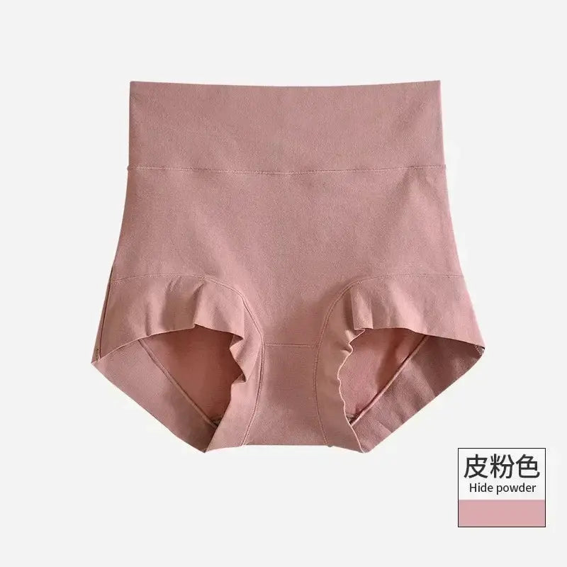 60s cotton high-rise panties for women, powder pink, Simples Market plus-size abdomen-support briefs