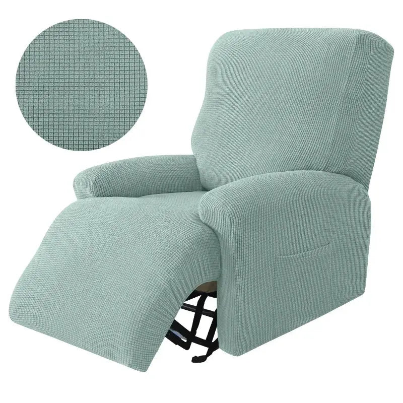 Recliner chair slipcover set in mint teal stretch spandex, 4pcs, Simples Market