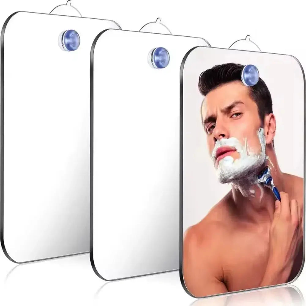 Simples Market bathroom anti-fog fogless acrylic shower mirror, 3-pack with wall hooks for travel, shaving, makeup