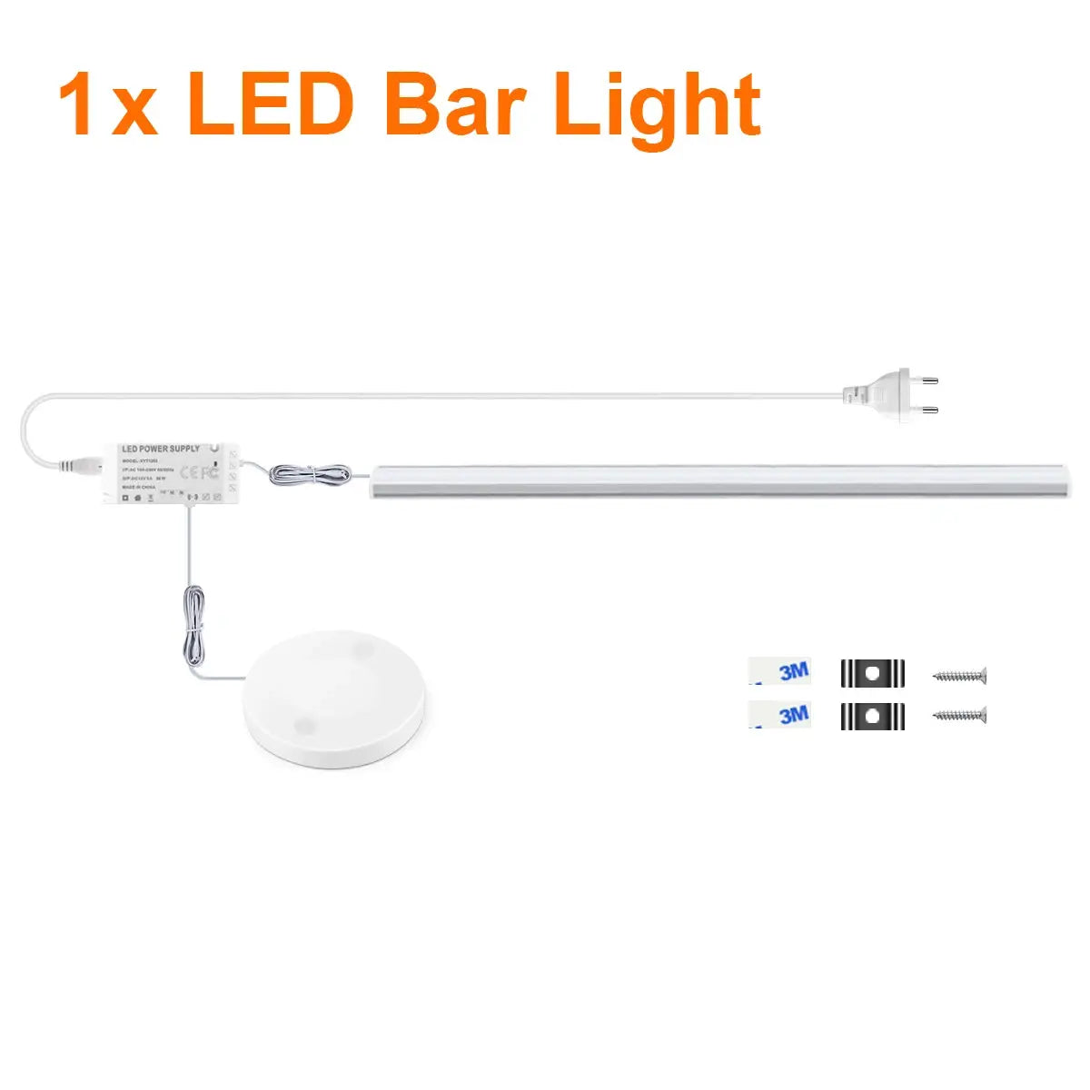 Simples Market 1x LED Bar Light kit with motion sensor, under-cabinet white bar with power supply and mounting accessories