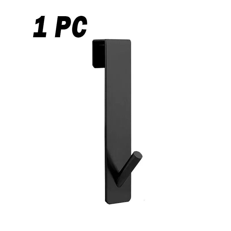Shower door back hook, black stainless steel S-shaped robe hanger, 1 pc