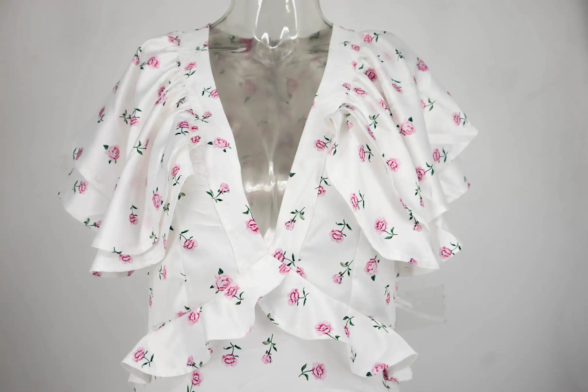 Women's 2026 Spring Summer Ruffled Floral Short Skirt Dress V Neck