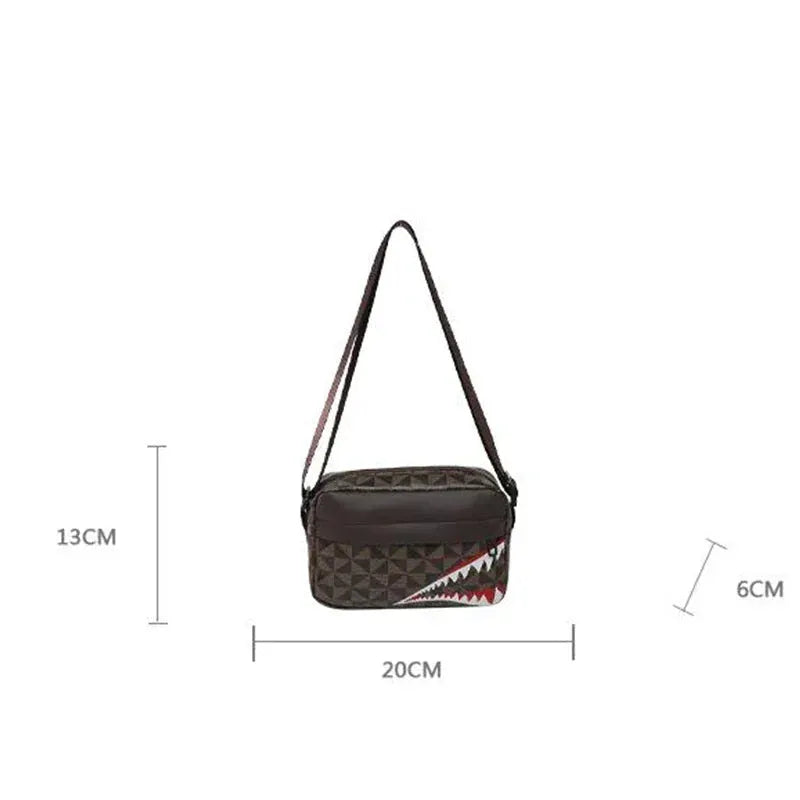 Creative Shark Mouth Crossbody Bag Bold Shark Mouth Print Large Capacity For Coins And Phone