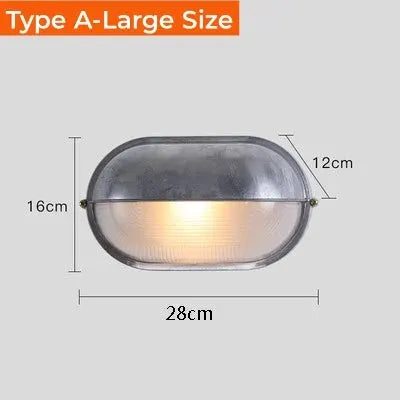 Outdoor retro LED wall lamp by Simples Market, metal frame with glass diffuser