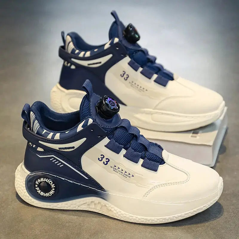 Mens Sneakers With Rotating Buckle Non Slip Lace Up Durable Shoes For Outdoor Activities