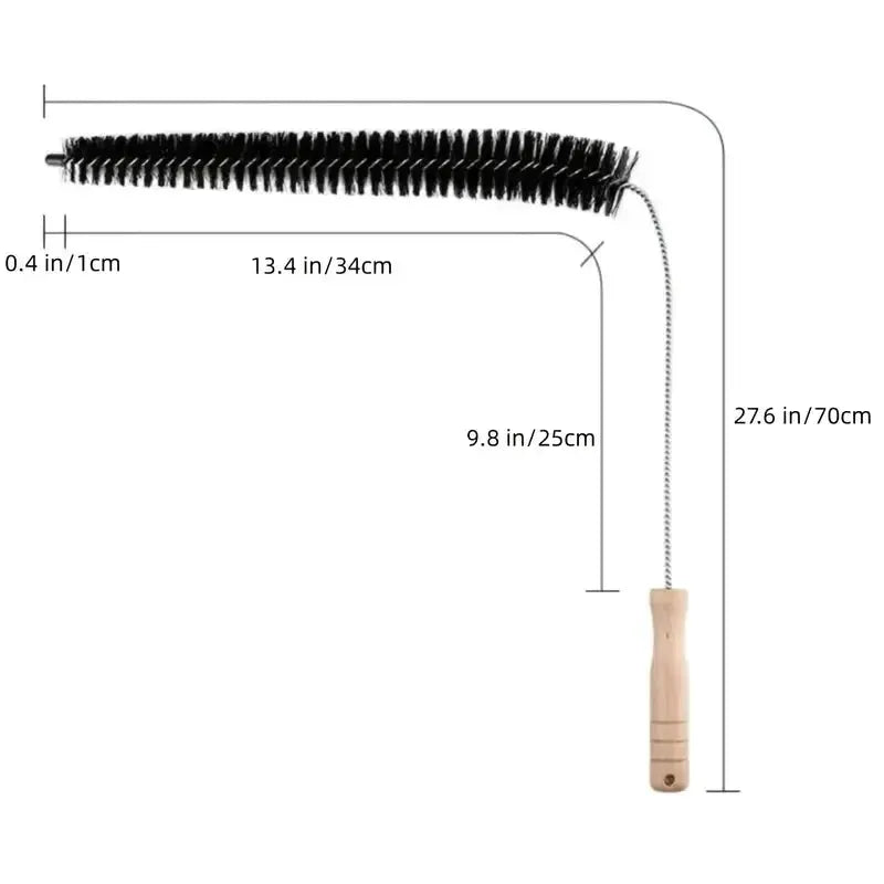 Dryer vent cleaner kit by Simples Market with long flexible coil brush and wooden-handled lint remover