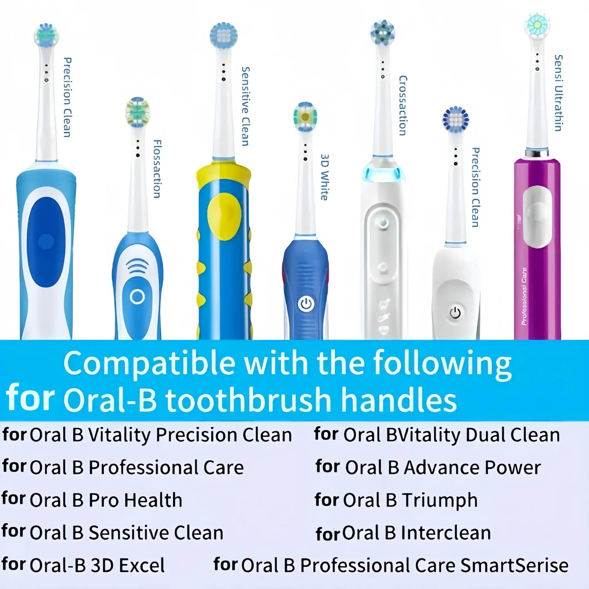 Oral B Compatible Replacement Toothbrush Heads For Braun Electric Toothbrushes With Soft And Medium Nylon Bristles