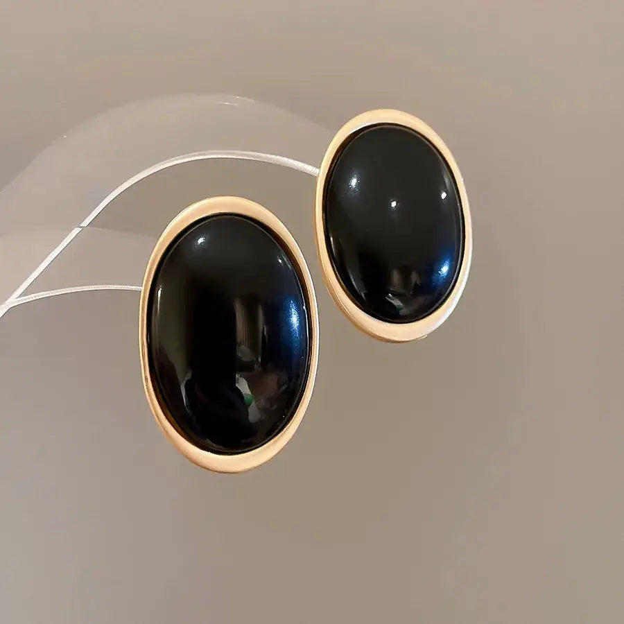 Large Vintage Oval Resin Stud Earrings For Women Glossy Statement Jewelry Rock Chic Party Daily M1
