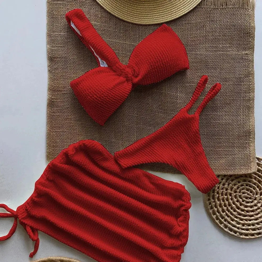 Polovedo 3 Piece Micro Bikini Set For Women Sexy Thong Swimsuit Brazilian Beachwear Bathing Suit