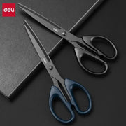 DELI Professional Office Scissors 180mm Heavy Duty Stainless Steel Blade Black Coated For Paper Craft And Cutting