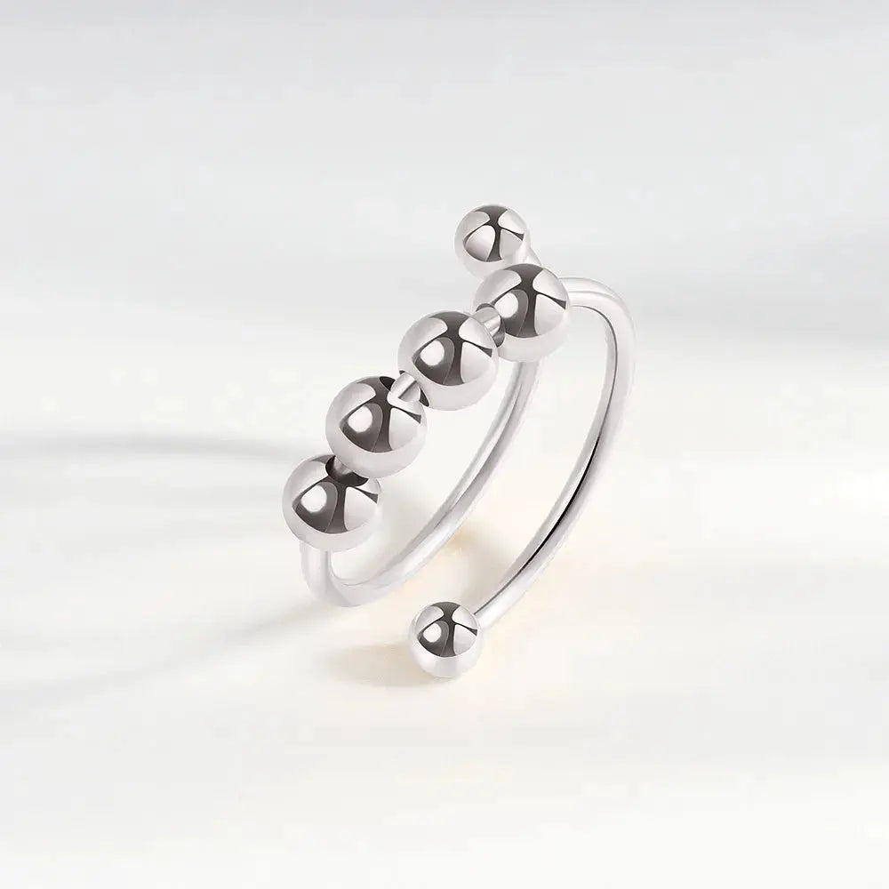 SMJEL Fidget Spinner Ring for Women Crystal Flower Eye Butterfly Animal Motifs Stress Relief Wedding Jewelry